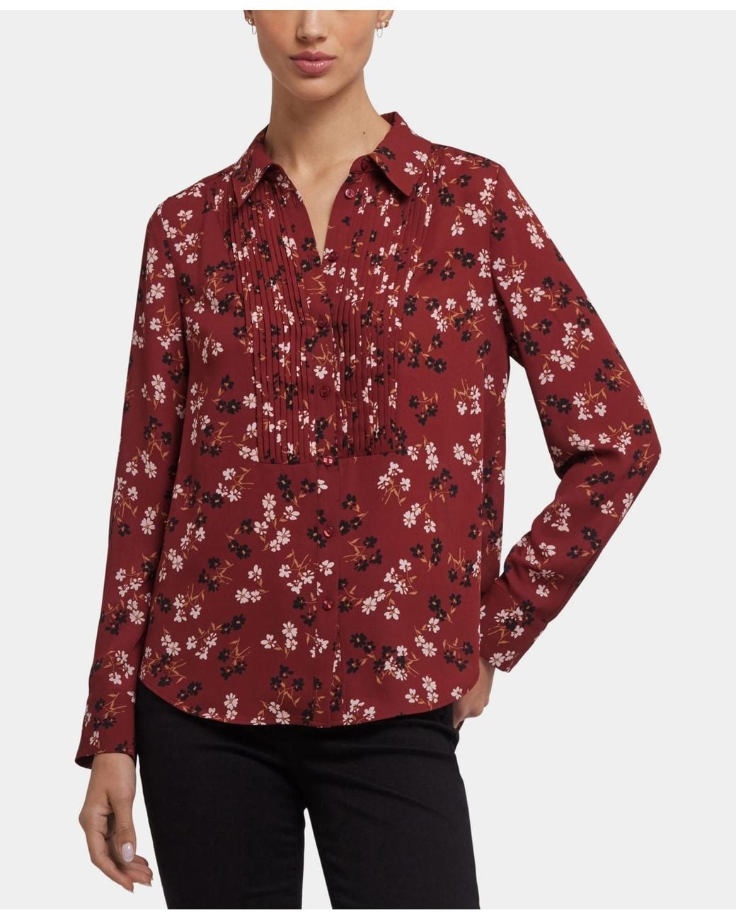 NYDJ Point Collared Tuxedo Top