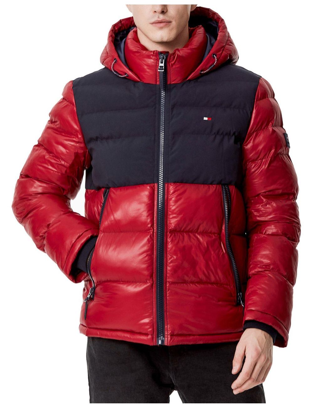 Tommy Hilfiger Rubber Two-tone Matte & Shiny Puffer Jacket in Red for ...