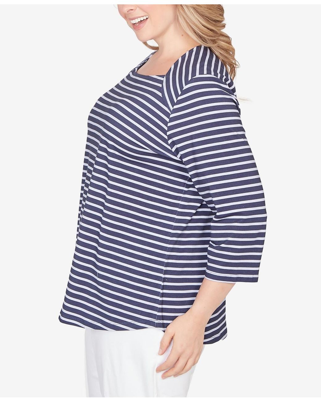 Ruby Rd Blue Top Ruby Rd. Plus Size Classic Marine Stripe Knit Top in Blue | Lyst
