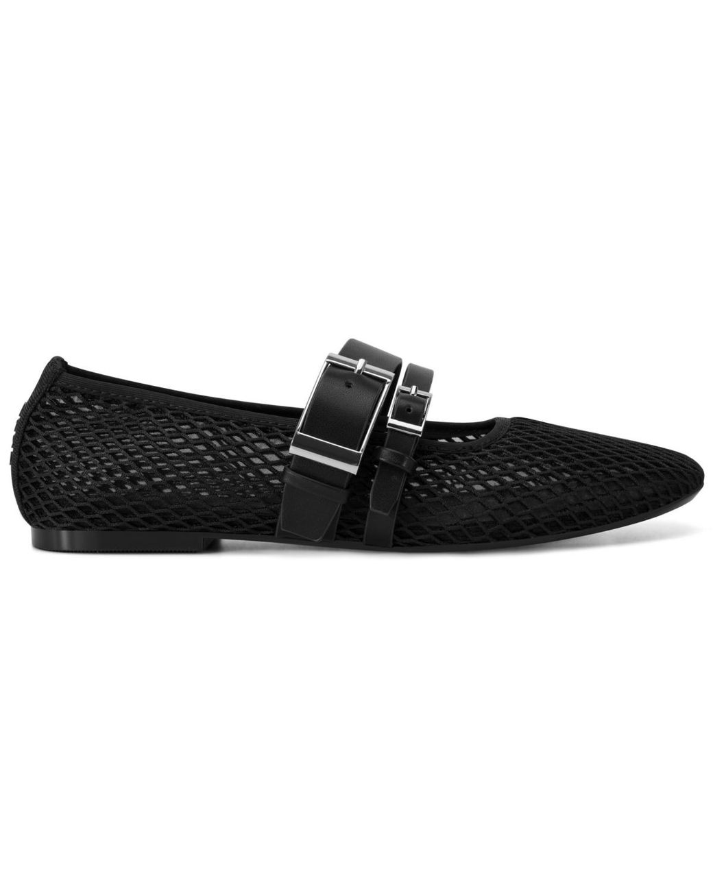 DKNY Black Dade Mesh Buckle Ballet Flats