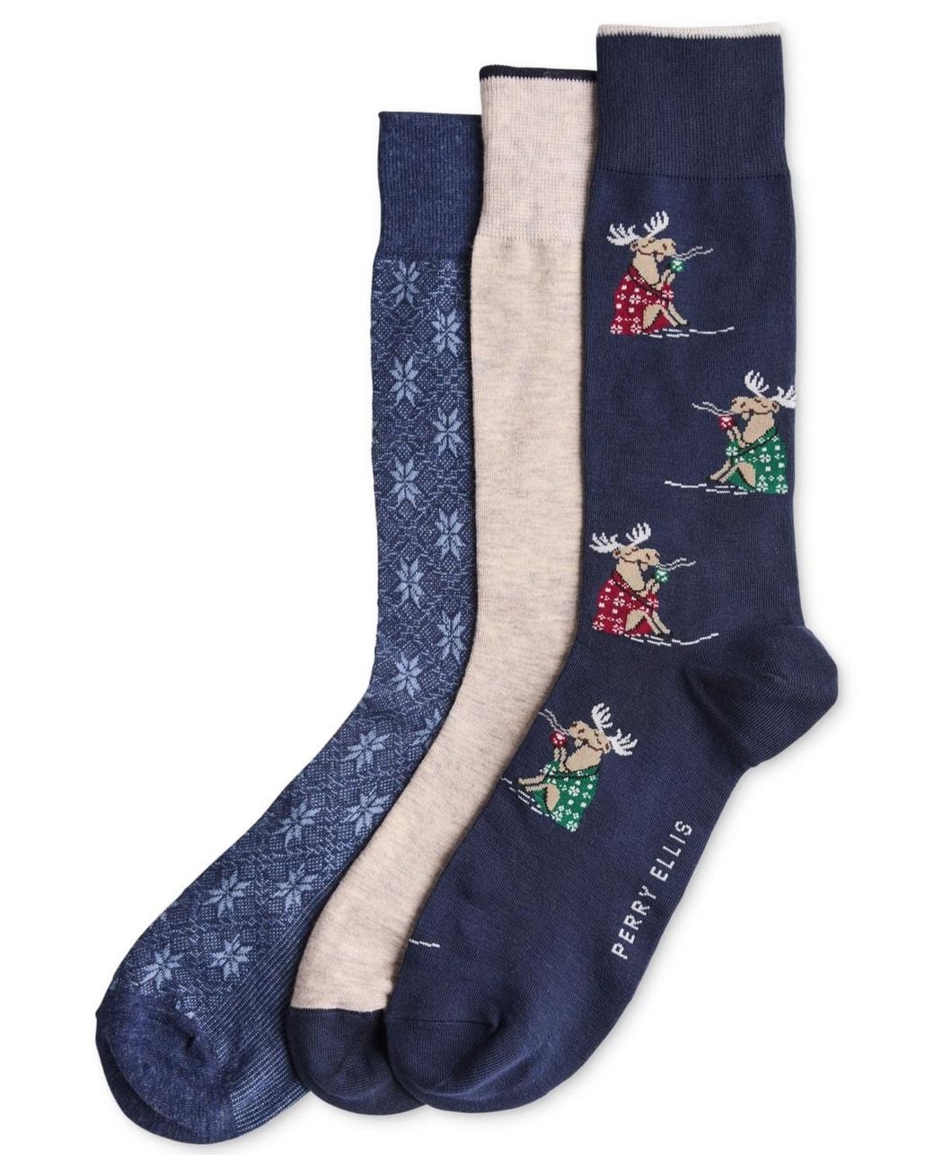 Perry Ellis Blue 3pk. Mixed Patterned Socks for men