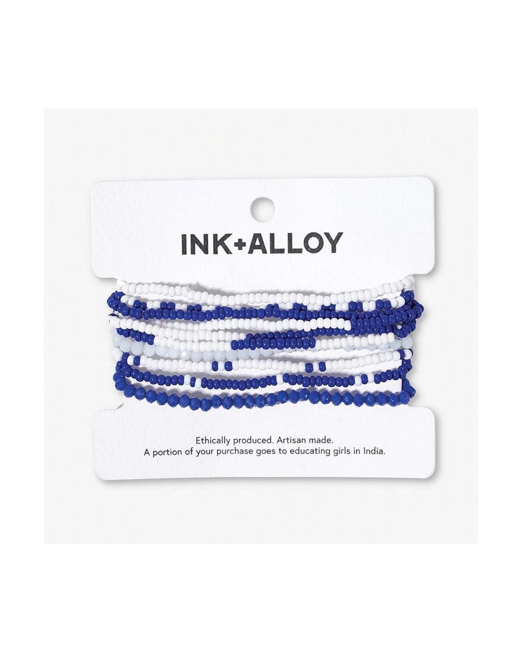 INK+ALLOY Blue Ink + Alloy Sage 10 Stranded Beaded Stackable Stretch Bracelets