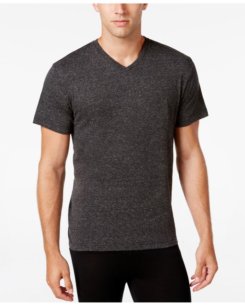 Alfani Cotton Men's Vneck Undershirts, 4pack in Black/White Heather