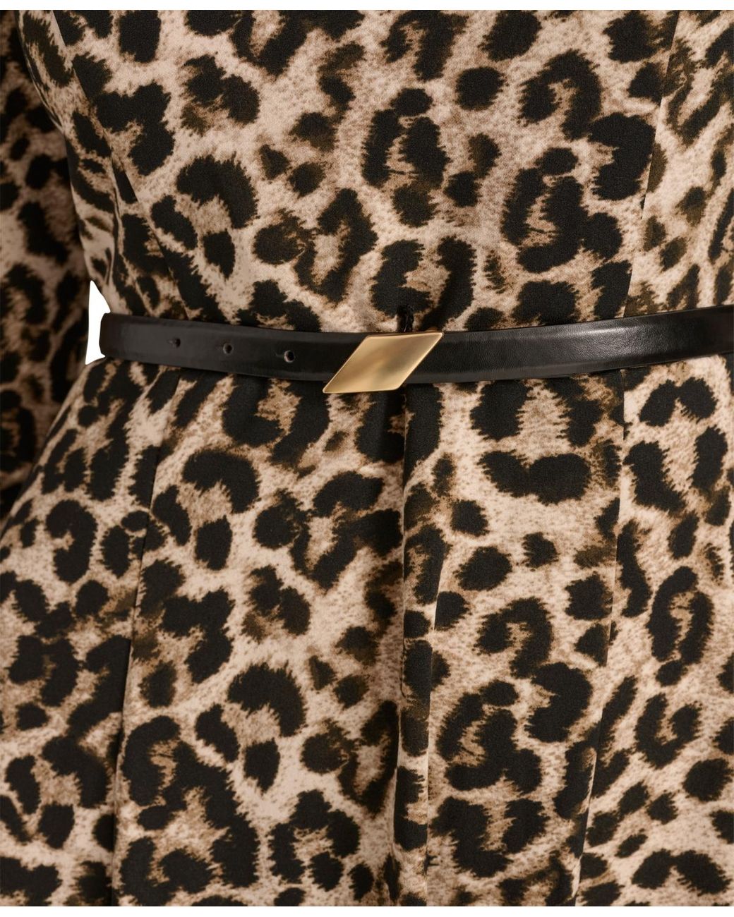 Calvin Klein Leopard print Boat neck Midi Dress in Natural Lyst