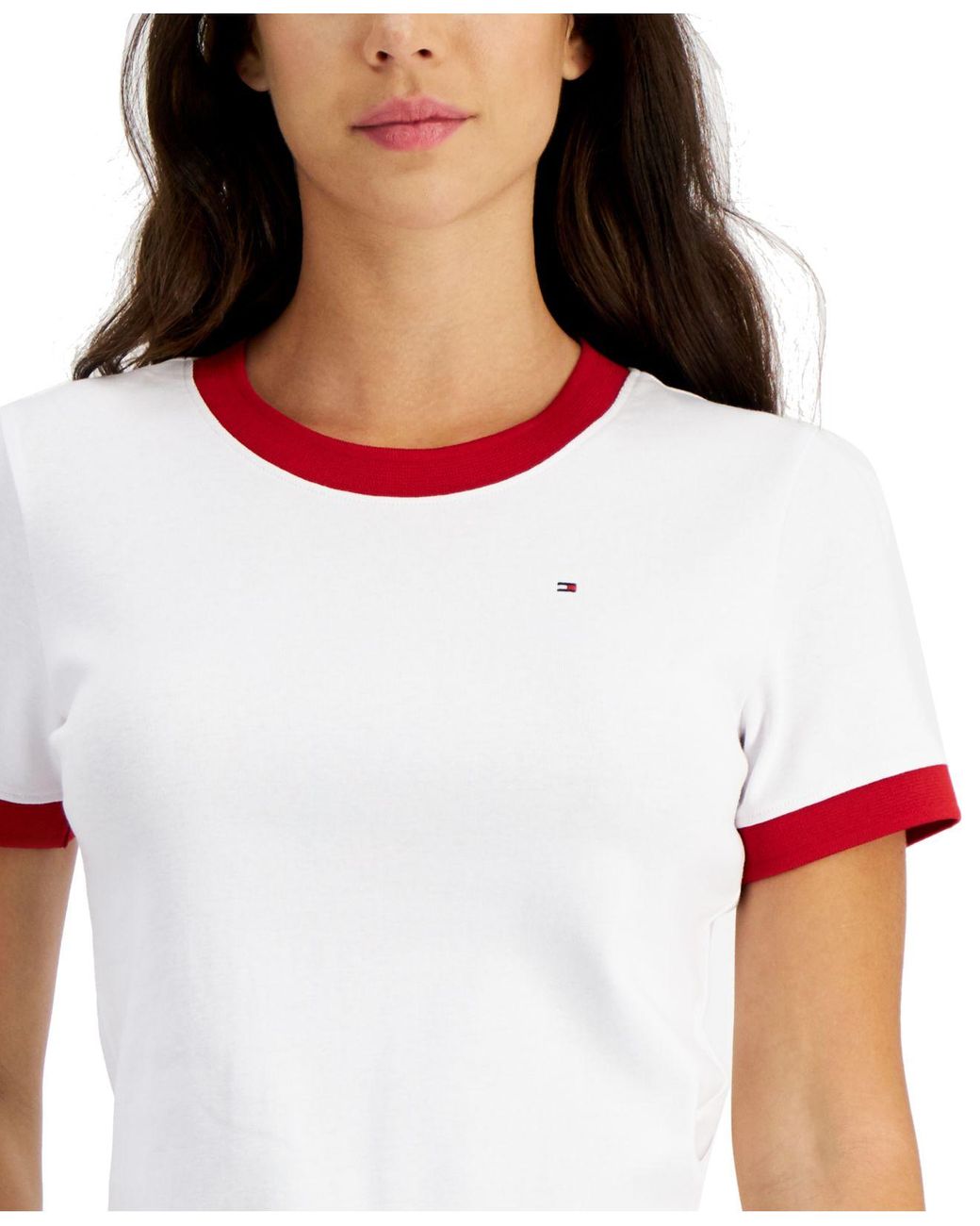 Tommy Hilfiger Cotton Ringer T-shirt in White | Lyst