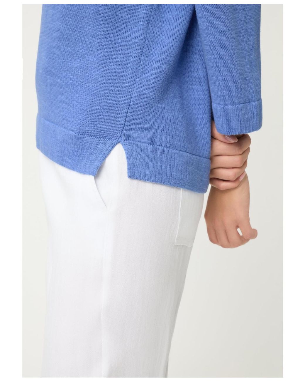 Olsen Blue Solid V-neck Sweater