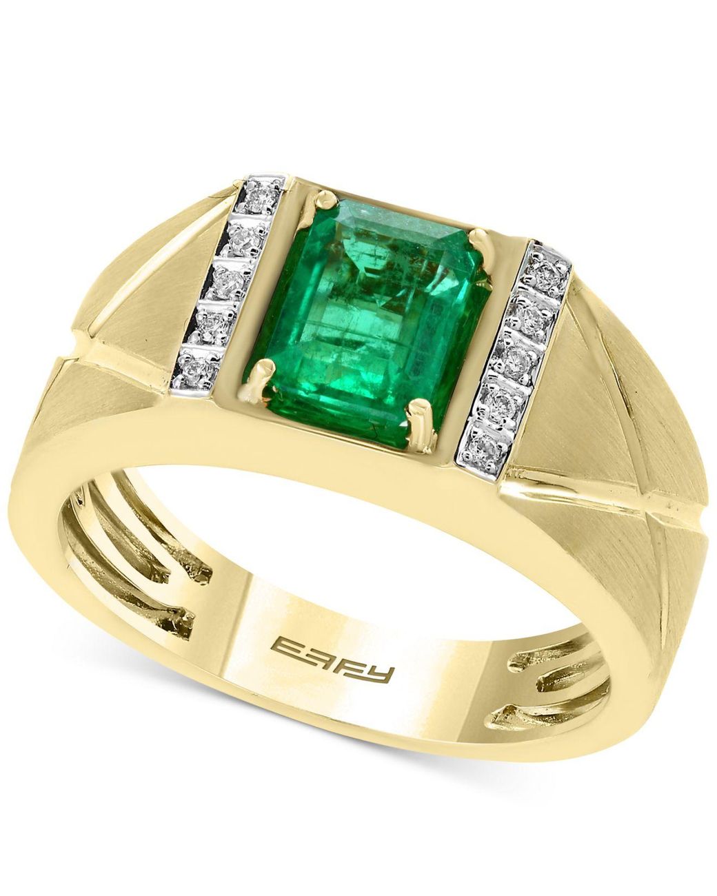 Effy Men's Emerald (13/8 Ct. T.w.) And Diamond Accent Ring In 14k Gold