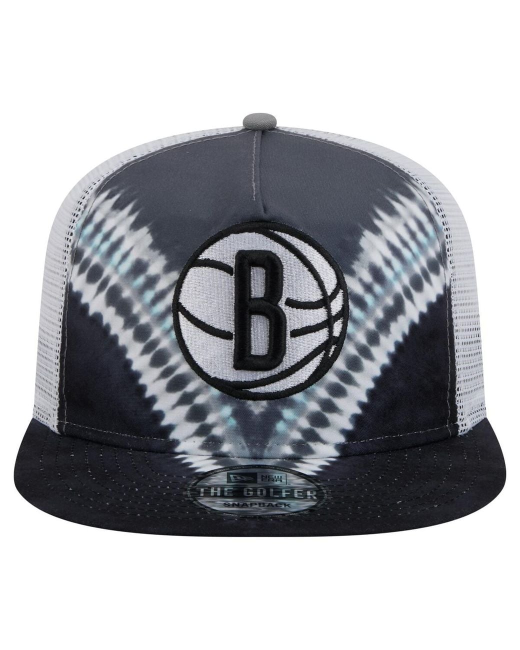 KTZ Black/gray Brooklyn Nets Throwback Dye Golfer Snapback Hat for men