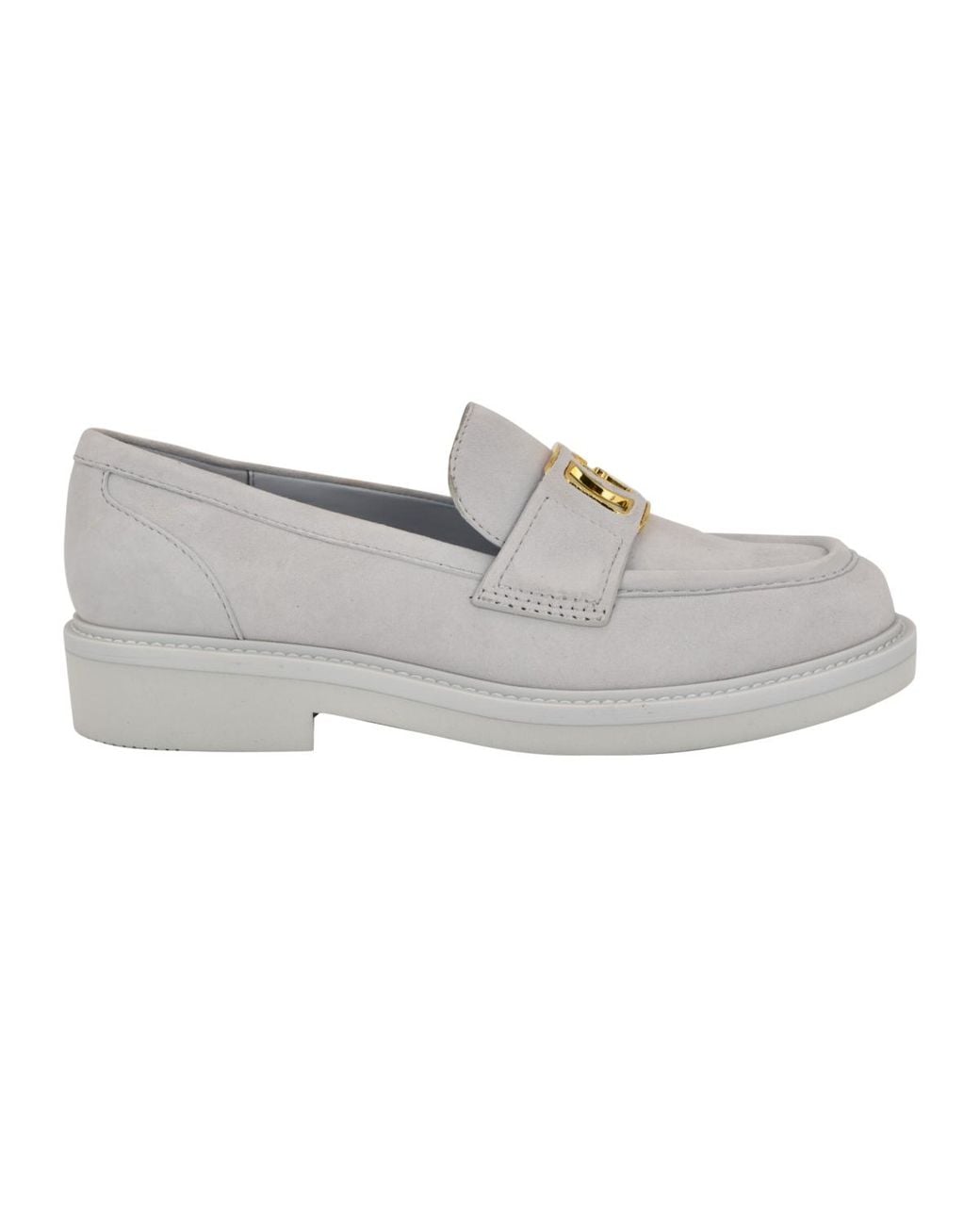 Guess Gray Shuttle Logo Hardware Round Toe Loafers