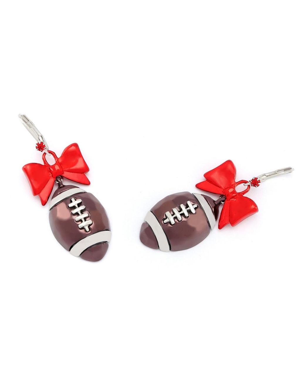 Betsey Johnson Red Faux Stone Kick Off Bow Football Drop Earrings