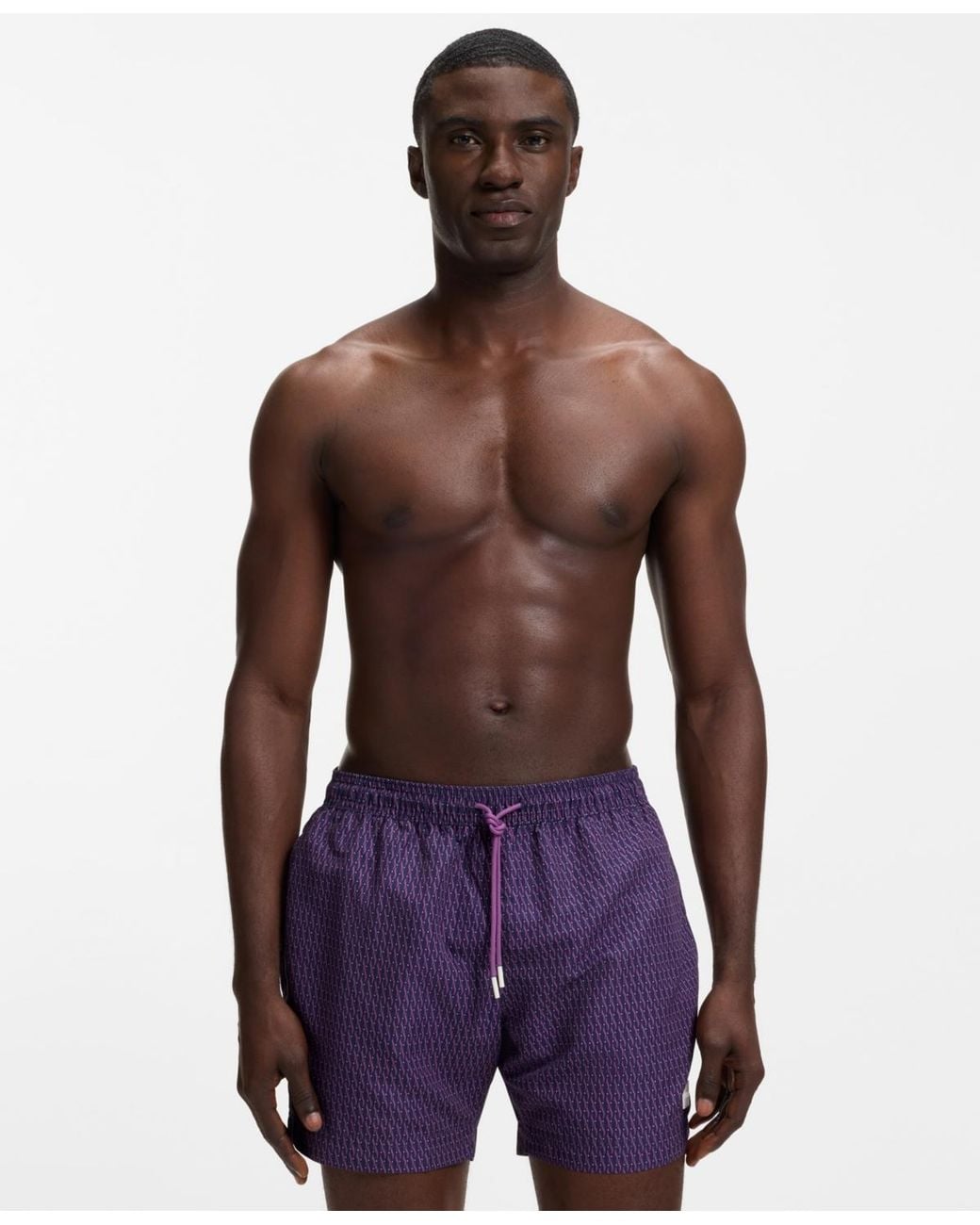 Boss Purple squiggle Print Swim Trunks for men