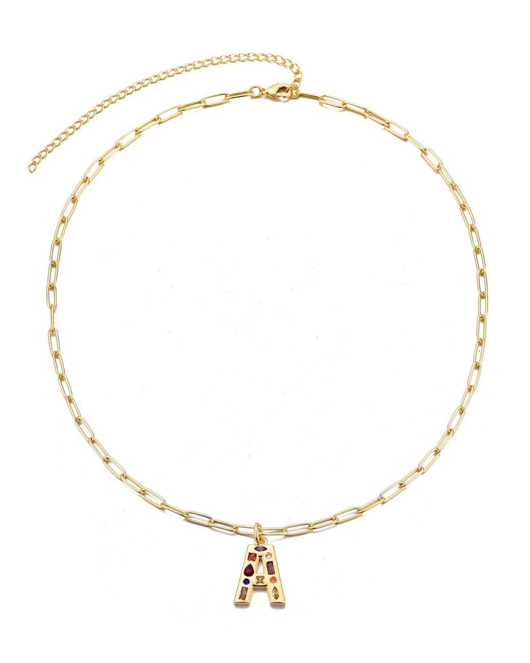 Funky R Gold Chain Adornia Gold Crystal Funky Initial Paperclip Chain Necklace in Metallic ...