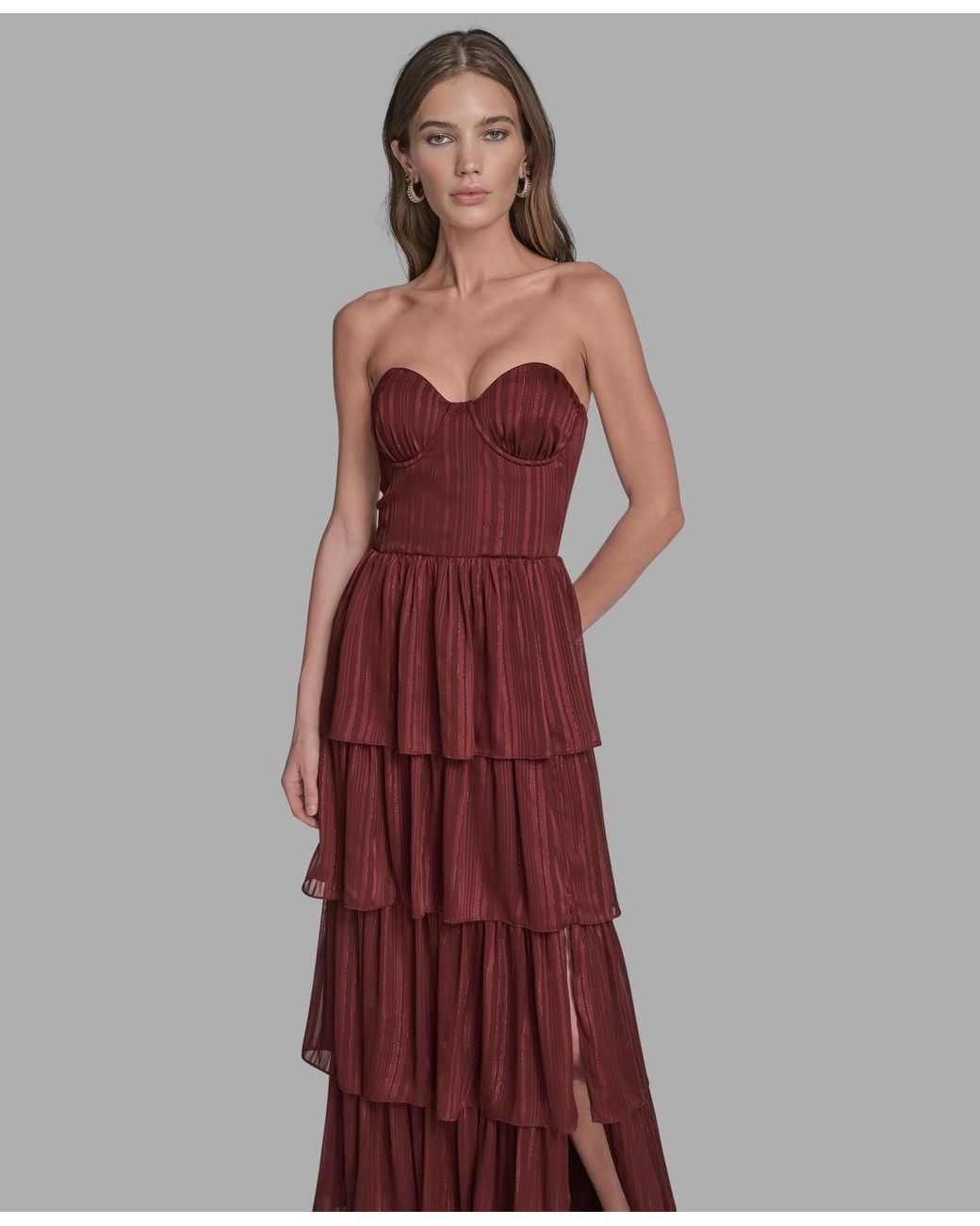 BCBGMAXAZRIA Ruffle Detail Sleeveless Maxi Dress in Red | Lyst