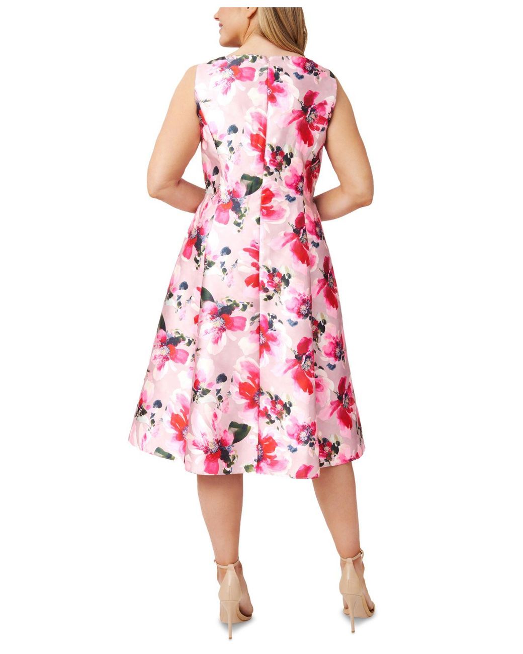Adrianna Papell Plus Size Notched-neck Mikado Dress in Pink | Lyst