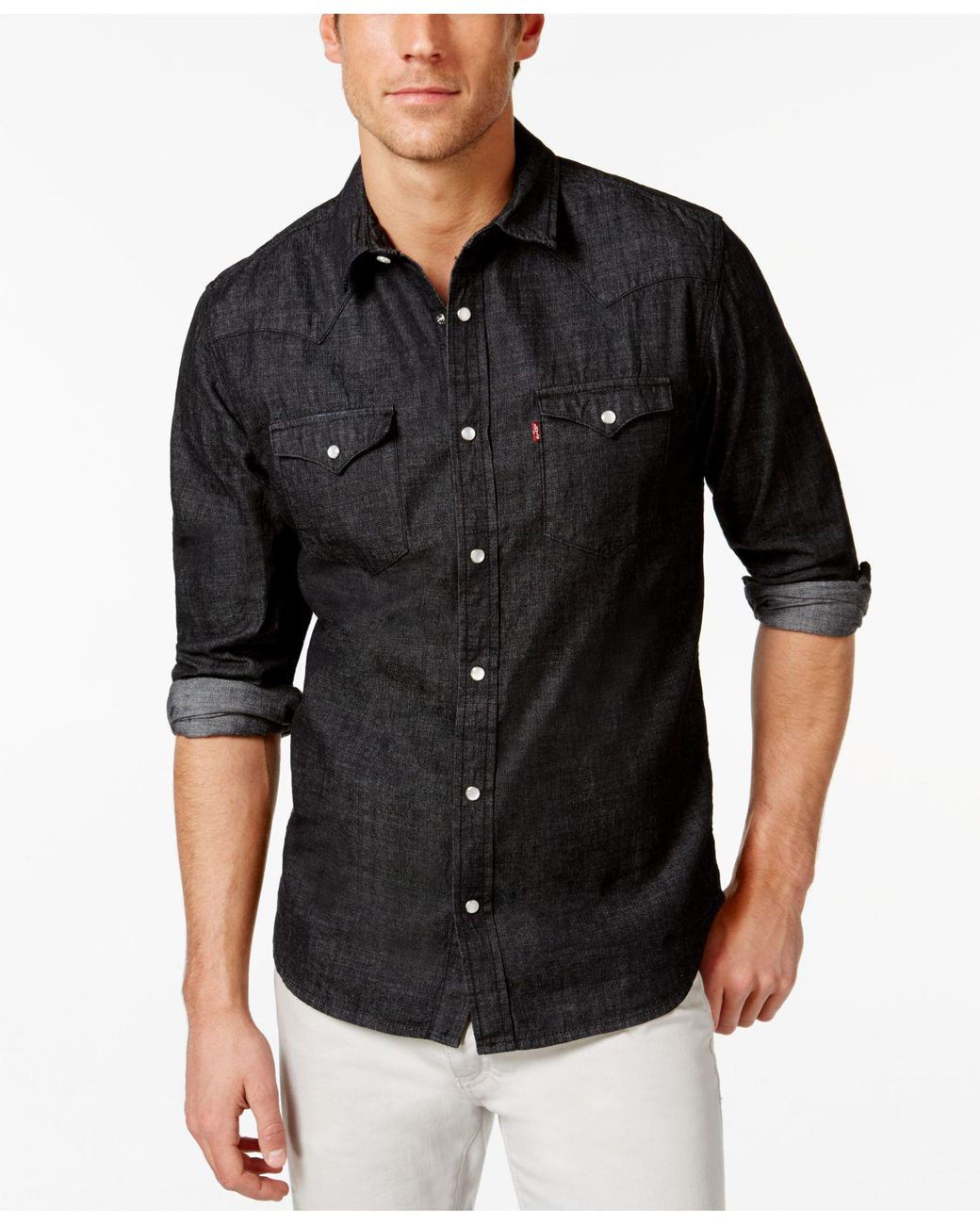 Levi's Standard Barstow Western Denim Shirt in Black Men | Lyst