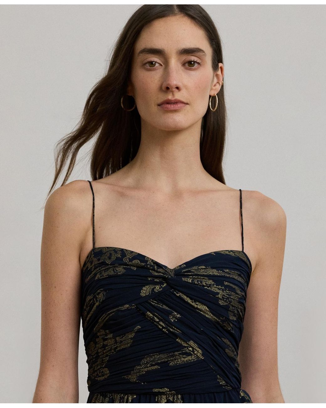 【RALPH LAUREN】Paisley シフォン ノースリーブ ガウン ドレス Lauren Ralph Lauren Women's Paisley Foiled Chiffon