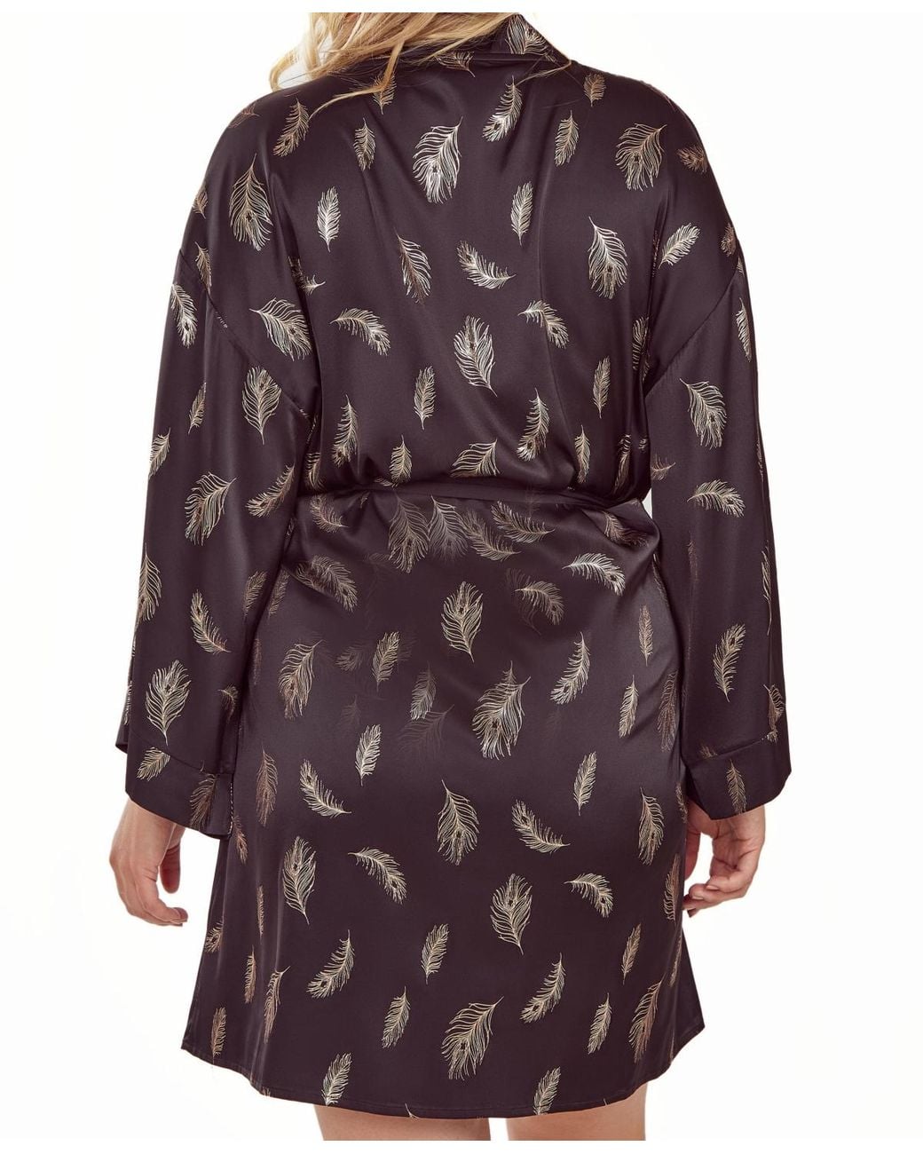 iCollection Purple Plus Size Silky Self Tie Robe