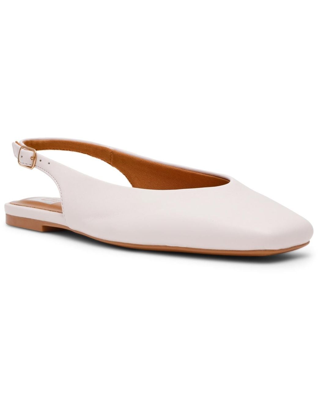 Dolce Vita White Square-toe Slingback Flats