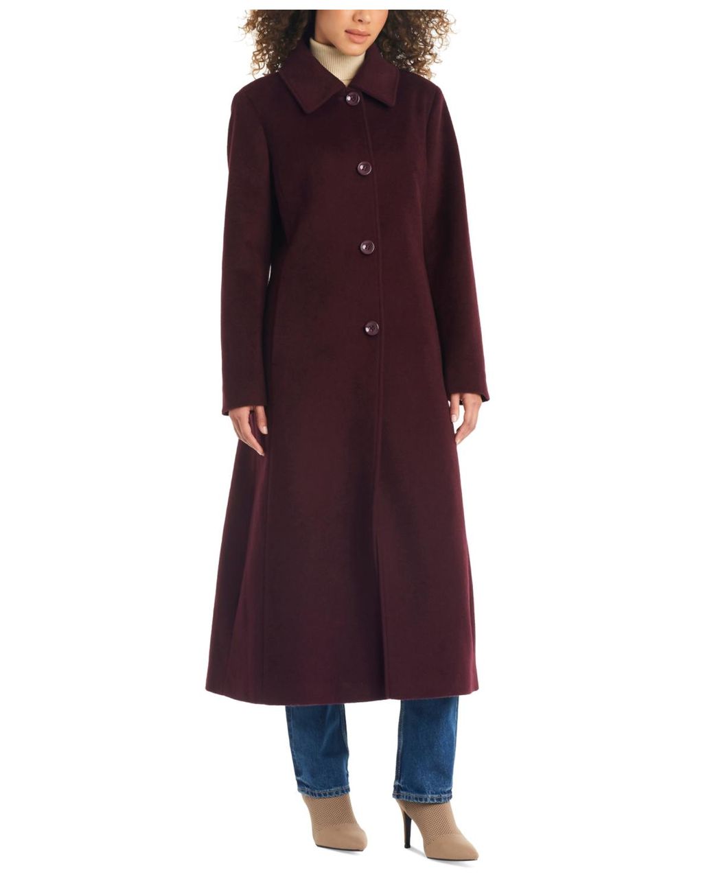 Jones New York Single breasted Maxi Coat in Purple Lyst