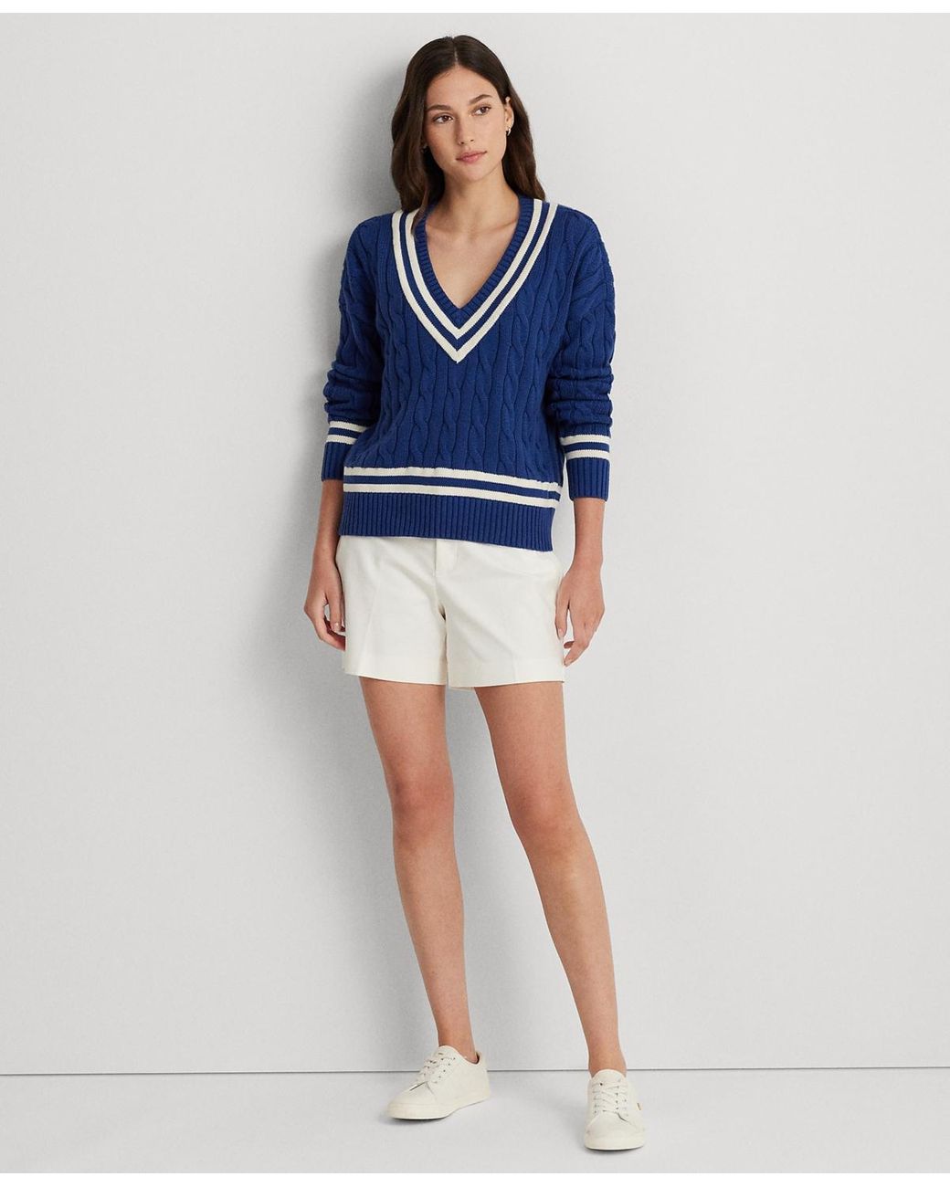 Lauren by Ralph Lauren Petite Cable-knit Cricket Sweater in Blue