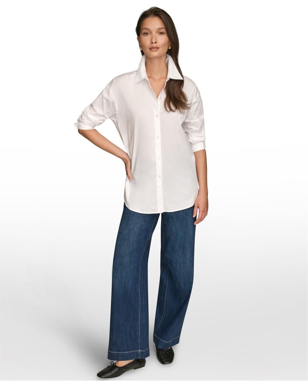 Donna Karan Weekend Gray Button-down Shirt