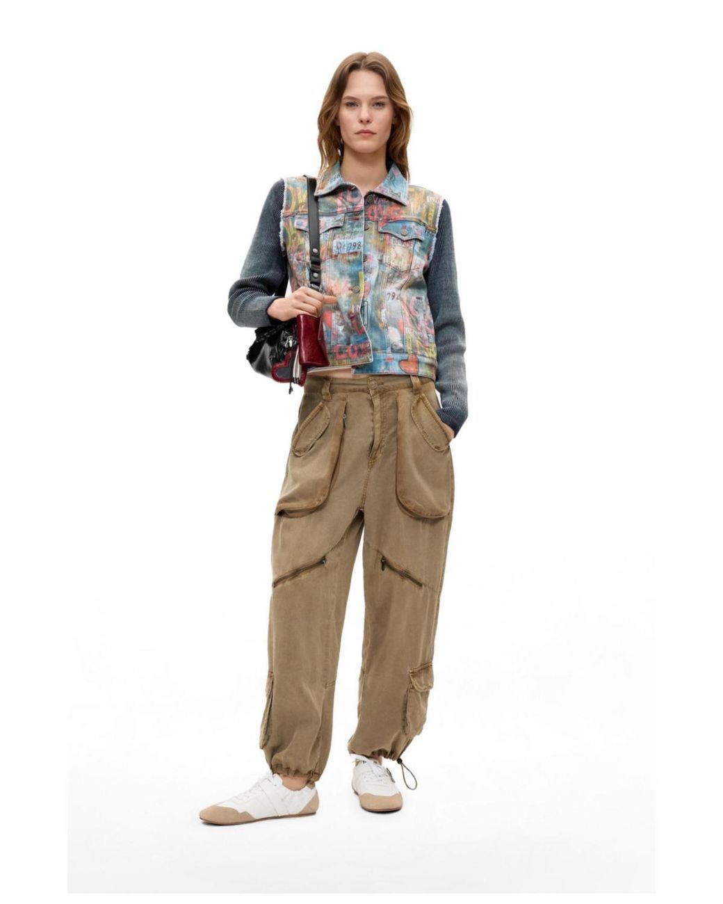 Desigual Blue Printed Short Denim Jacket