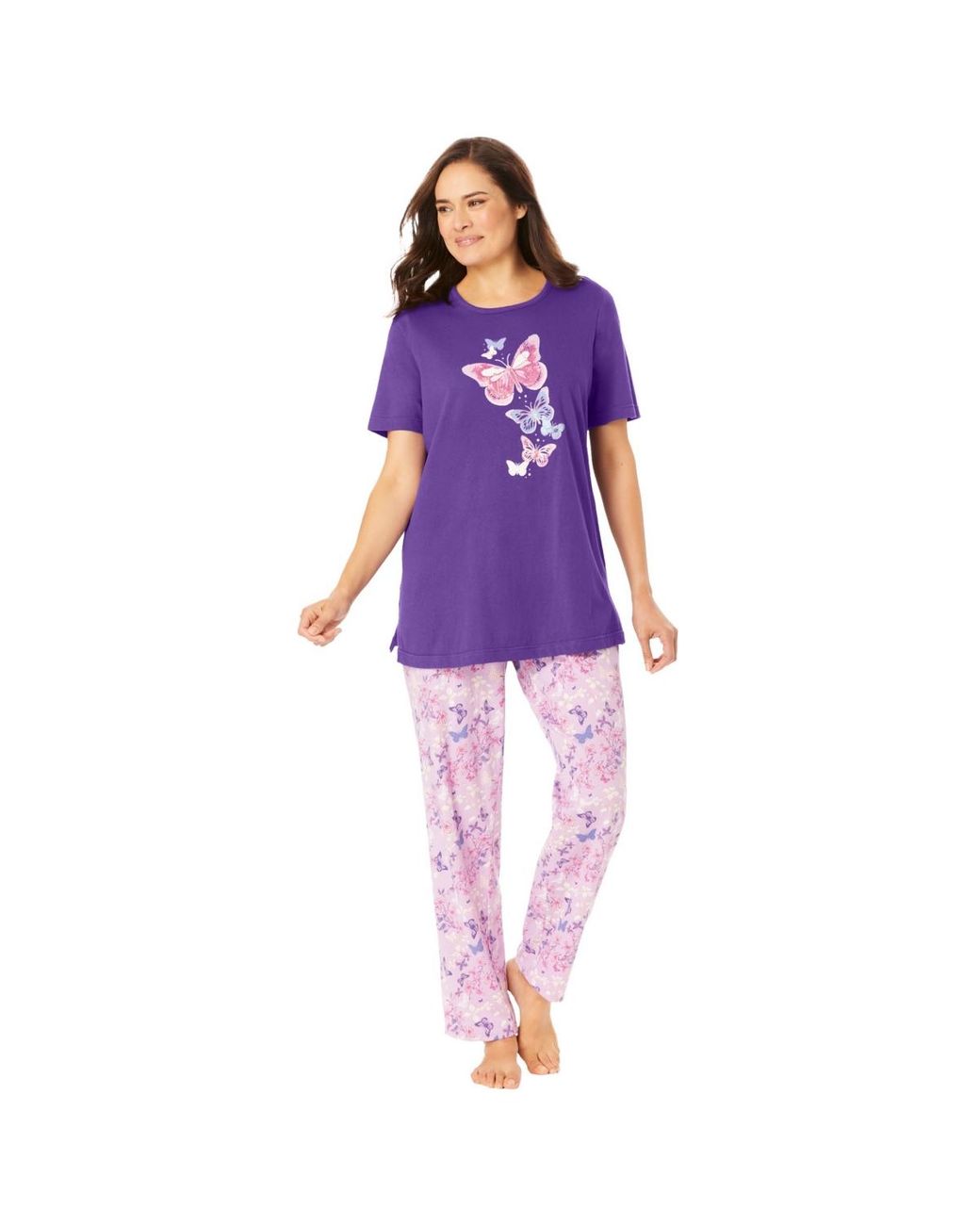Dreams Co. Plus Size Graphic Tee Pj Set in Purple Lyst