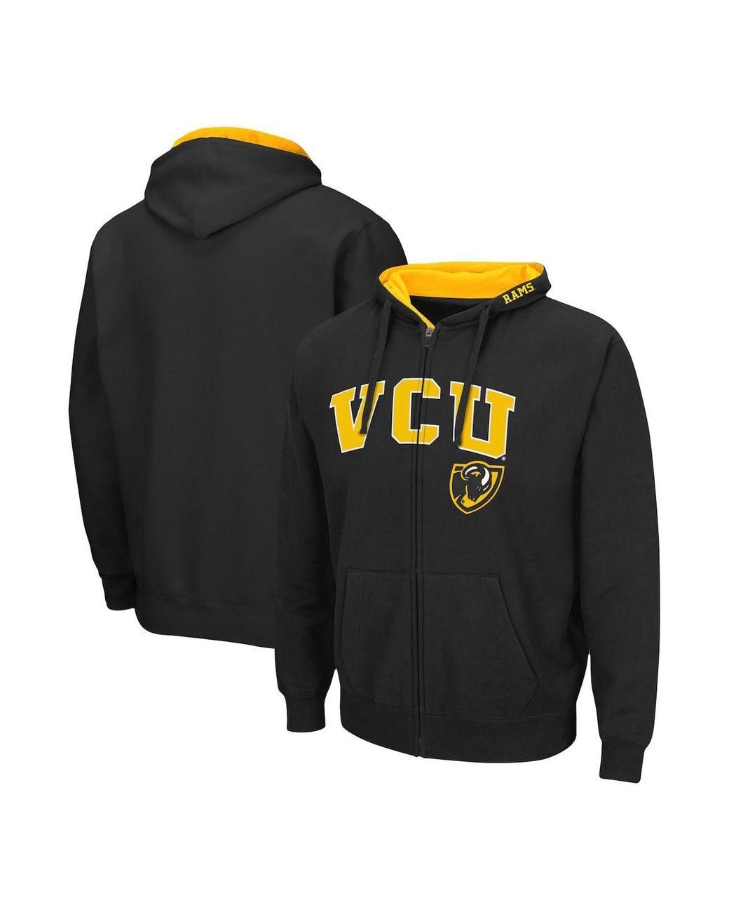 Colosseum Athletics Black Vcu Rams Arch Logo 30 Full Zip Hoodie For