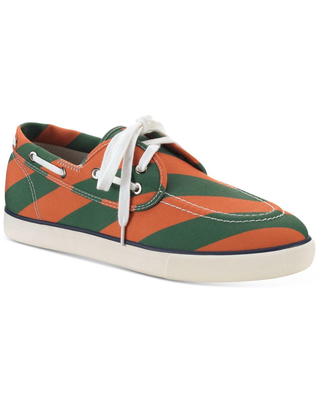 Club Room Cotton Royce Boat Shoe, Created For Macy's in Green/Orange ...
