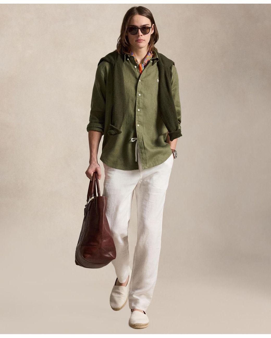 Polo Ralph Lauren Classic Fit Linen Shirt in Green for Men | Lyst