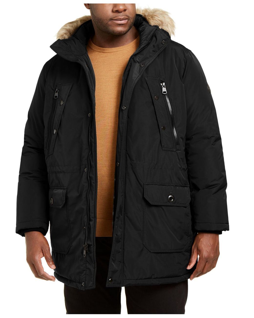 Calvin Klein Big & Tall Long Snorkel Coat With Faux-fur Trimmed Hood in ...