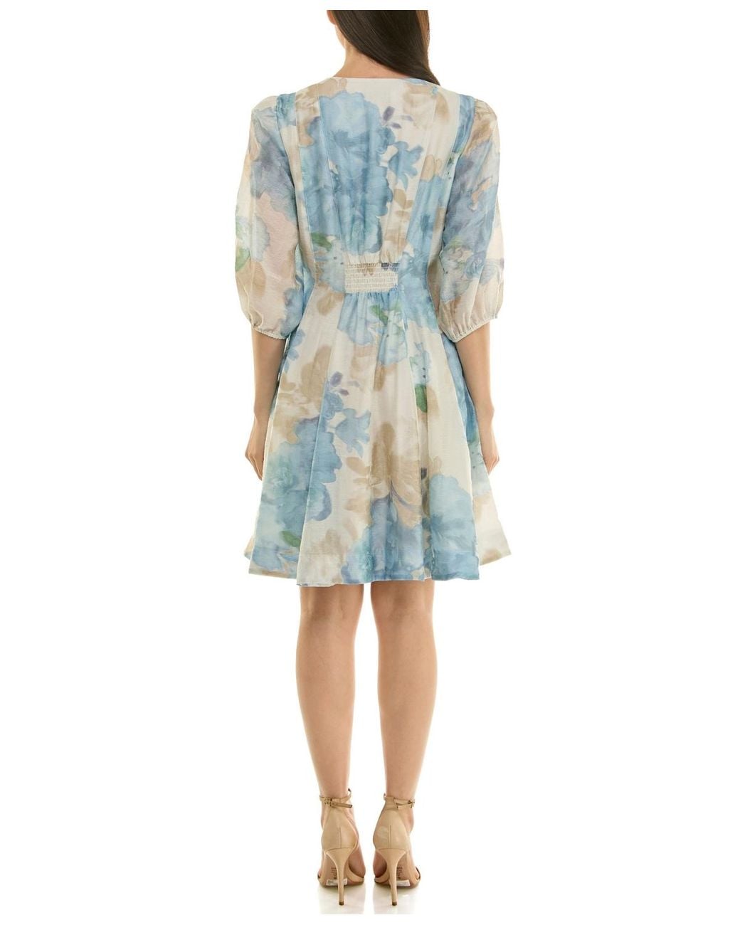 Taylor V-neck Floral A-line Dress in Blue | Lyst