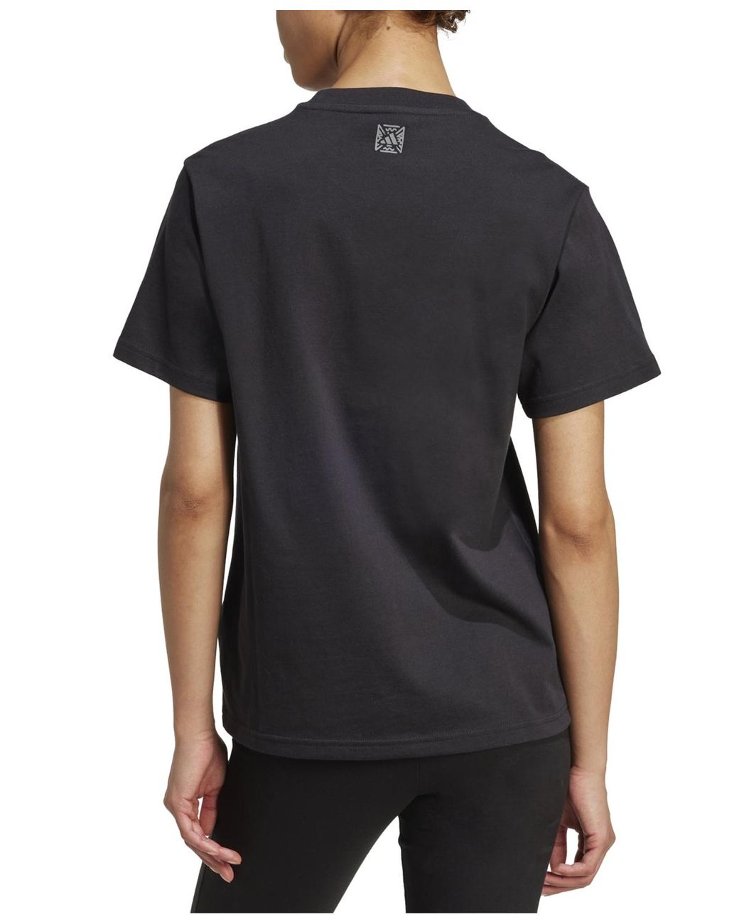 Adidas Black Cotton Animal-print Logo Crewneck T-shirt