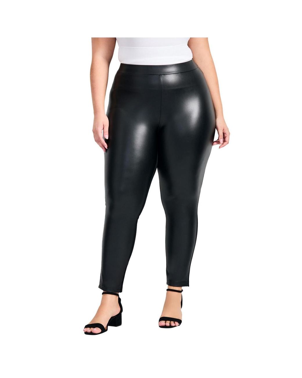 Avenue Black Leather & Ponte Pant