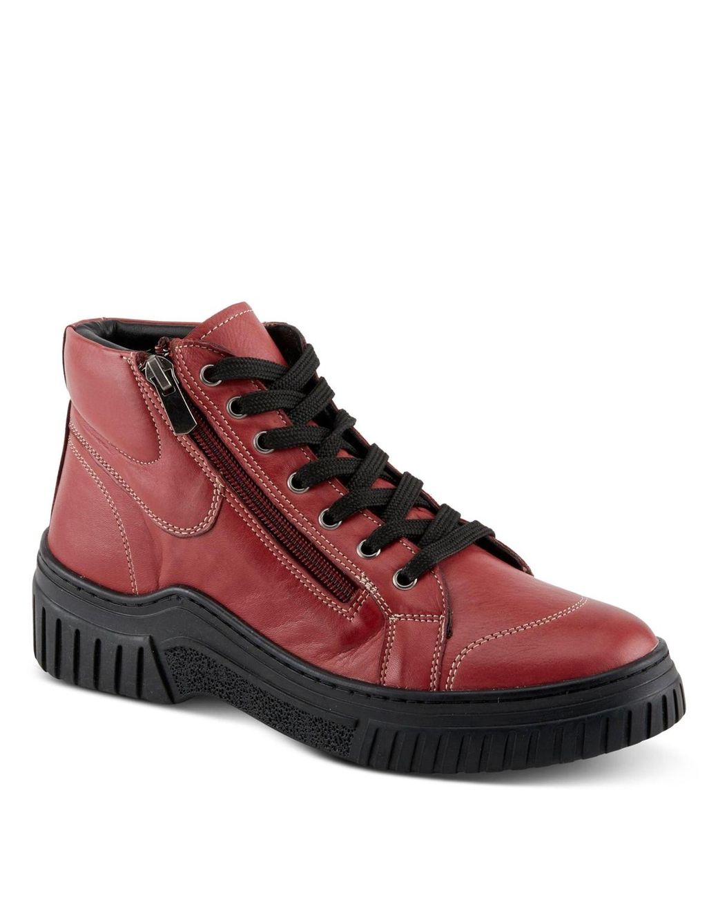 Spring Step Red Loeva Leather High-top Sneaker Boot