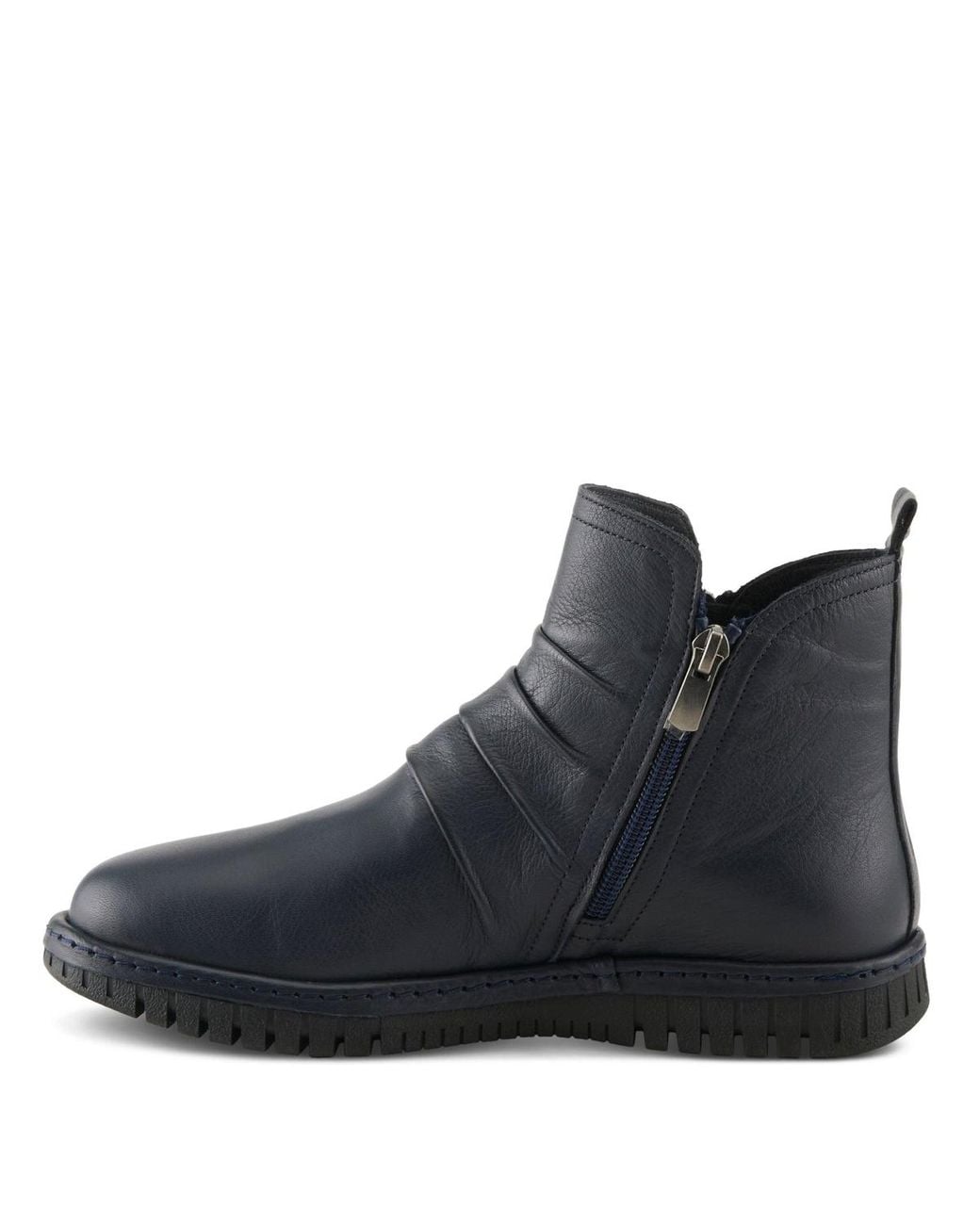 Spring Step Black Rosado Ruched Leather Bootie