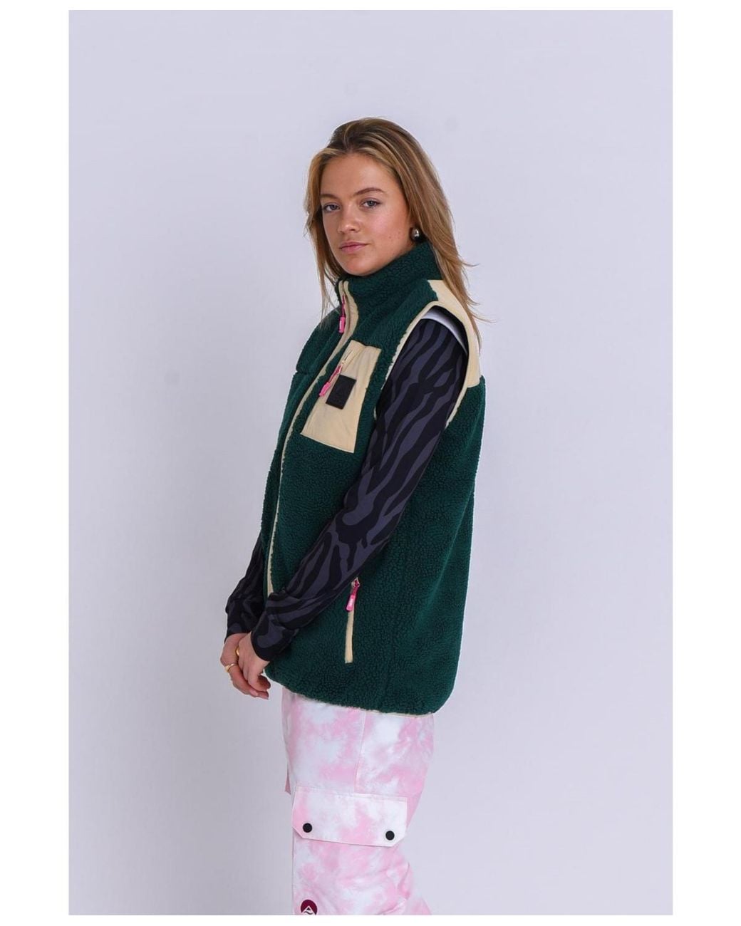 OOSC Green Method Sherpa Vest Dusky Pink