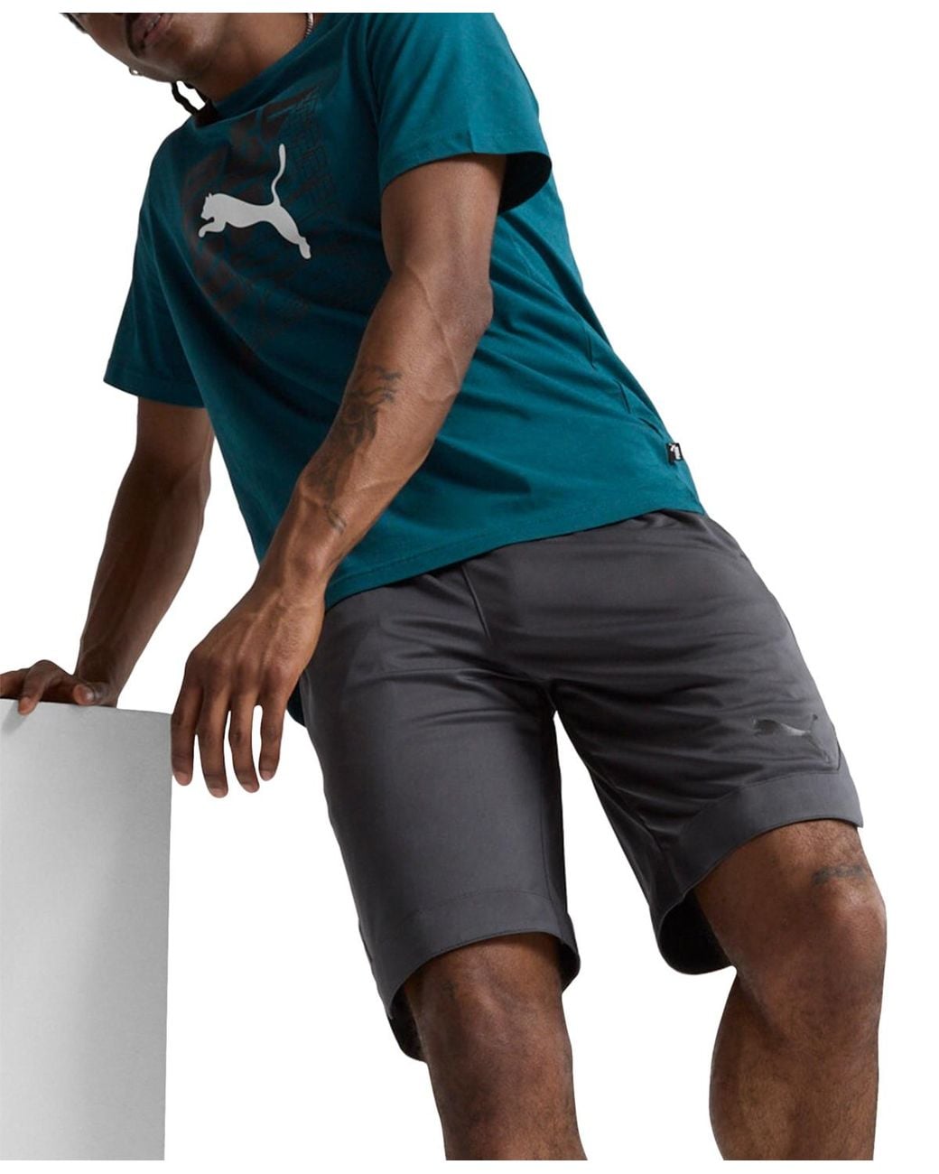 PUMA Blue Rtg Regular-fit 10" Drawstring Shorts for men