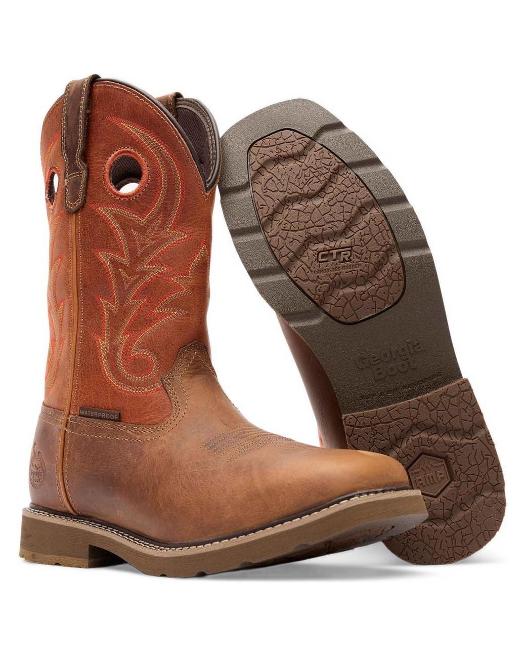 Georgia Boot Brown Core 37 Western 11" Waterproof Pull-on Work Boot