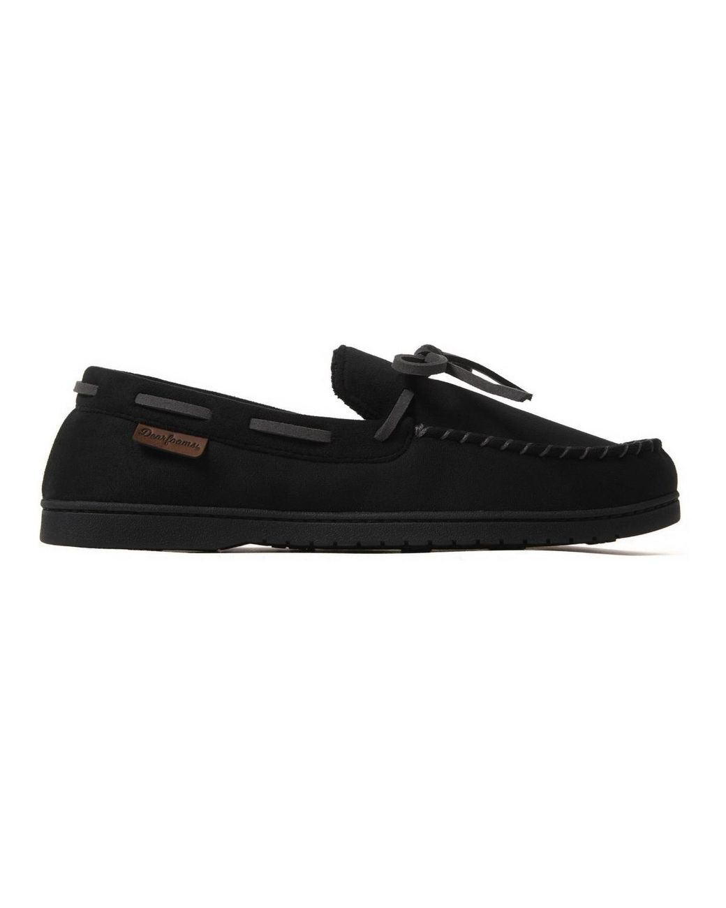 Dearfoams Black Toby Moccasin Slipper
