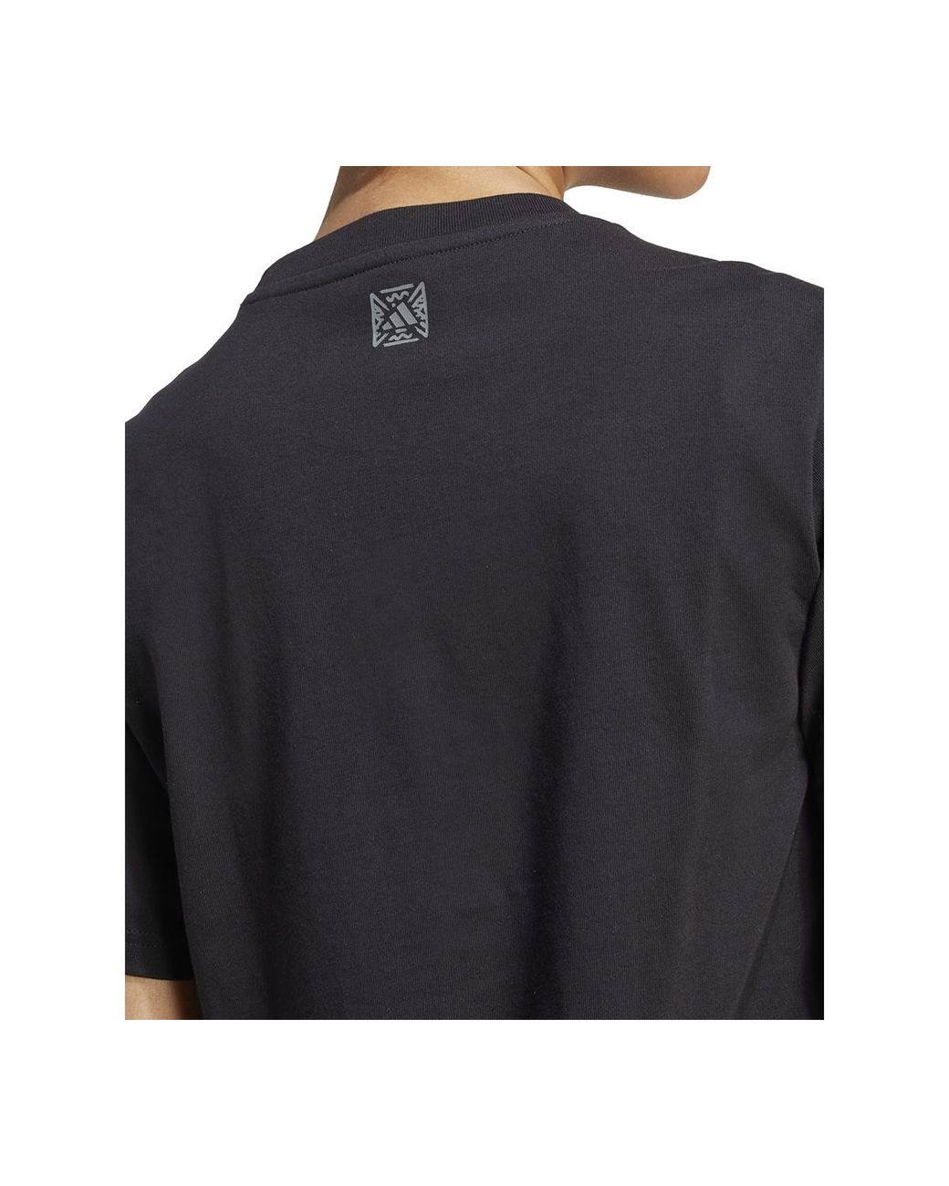 Adidas Black Cotton Animal-print Logo Crewneck T-shirt