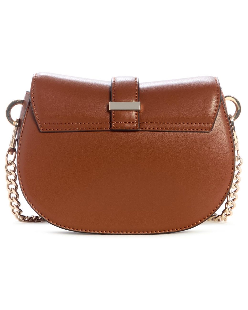 Guess Brown Carrie Mini Flap Magnetic Closure Crossbody Bag