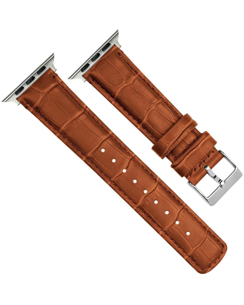 Barton Watch Bands Apple Watch Alligator Grain Leather Band in Black | Lyst