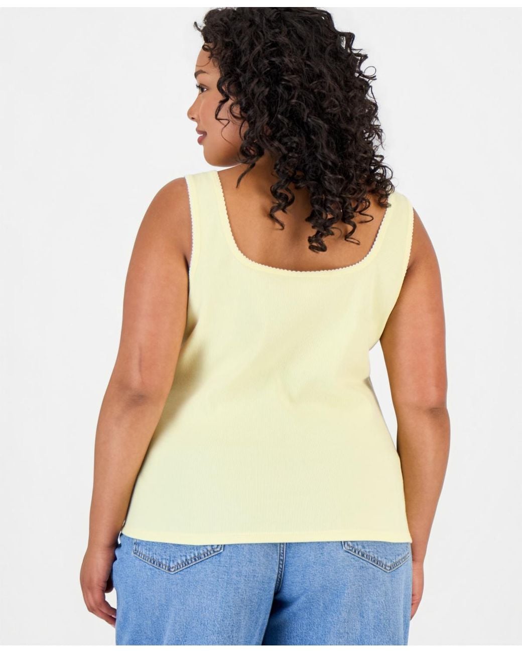 On 34th Green Trendy Plus Size Button-down Ribbed Tank