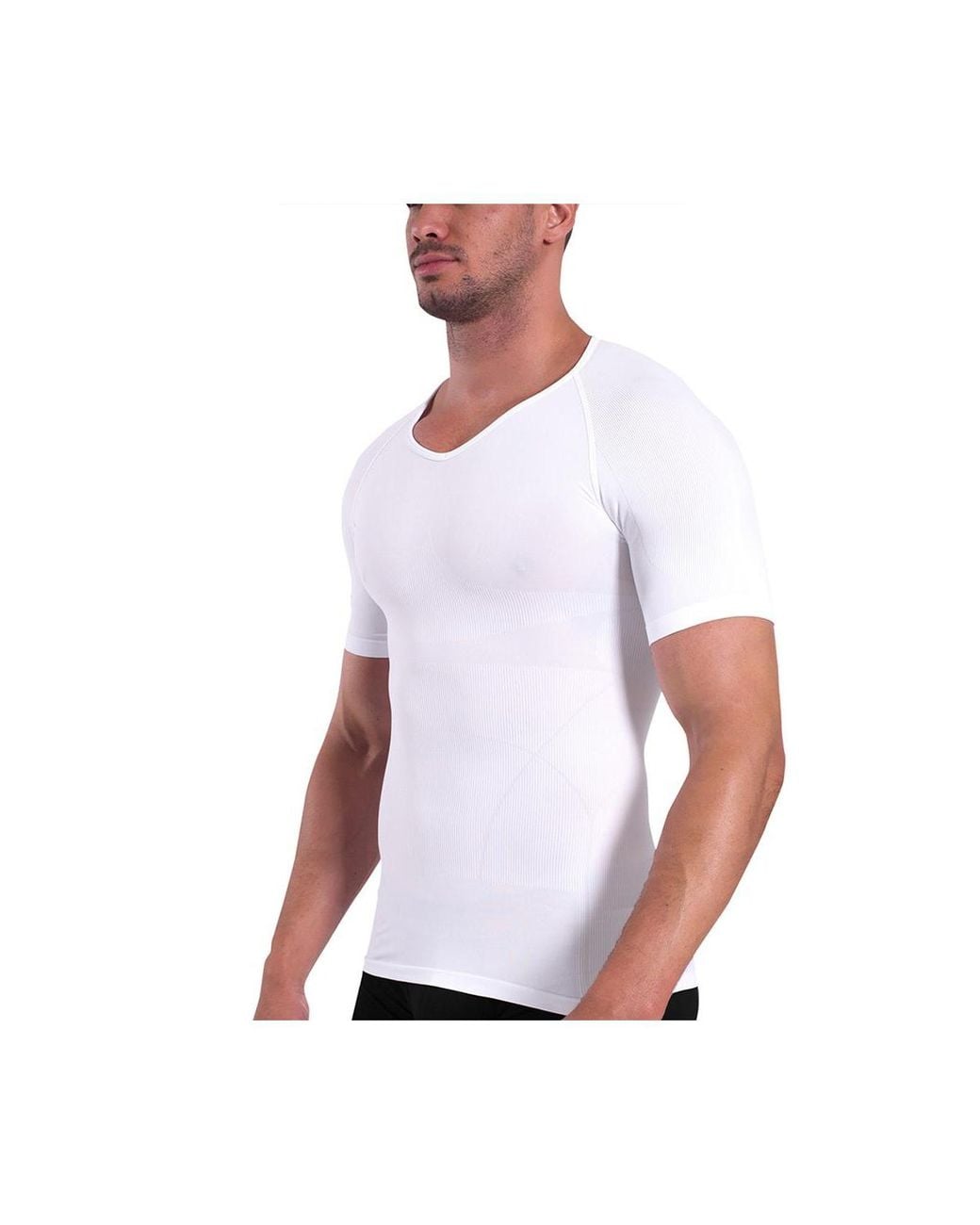 Rounderbum White Basic Light Compression T-shirt for men