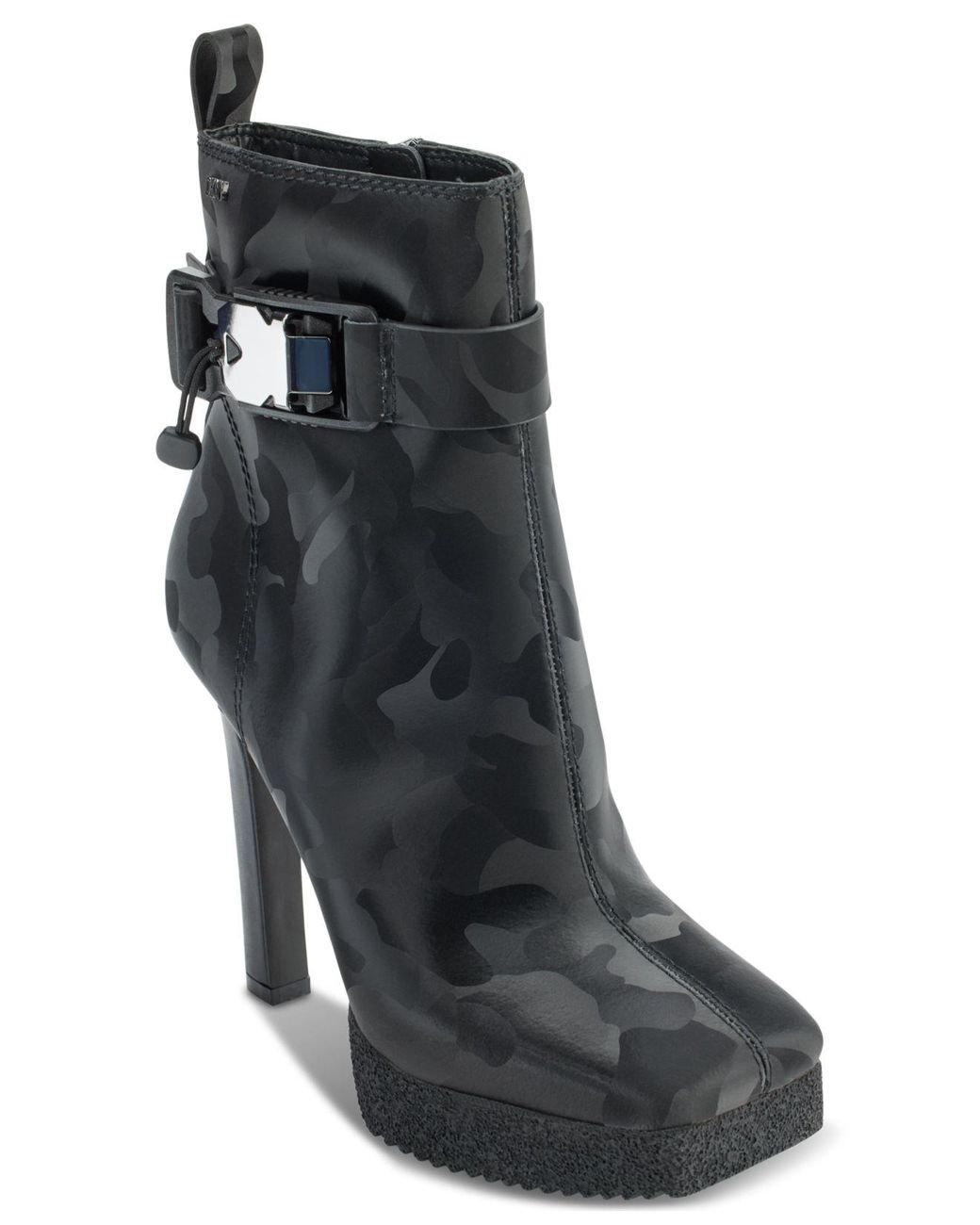 DKNY Zana Squaretoe Buckled Platform Booties in Black Lyst