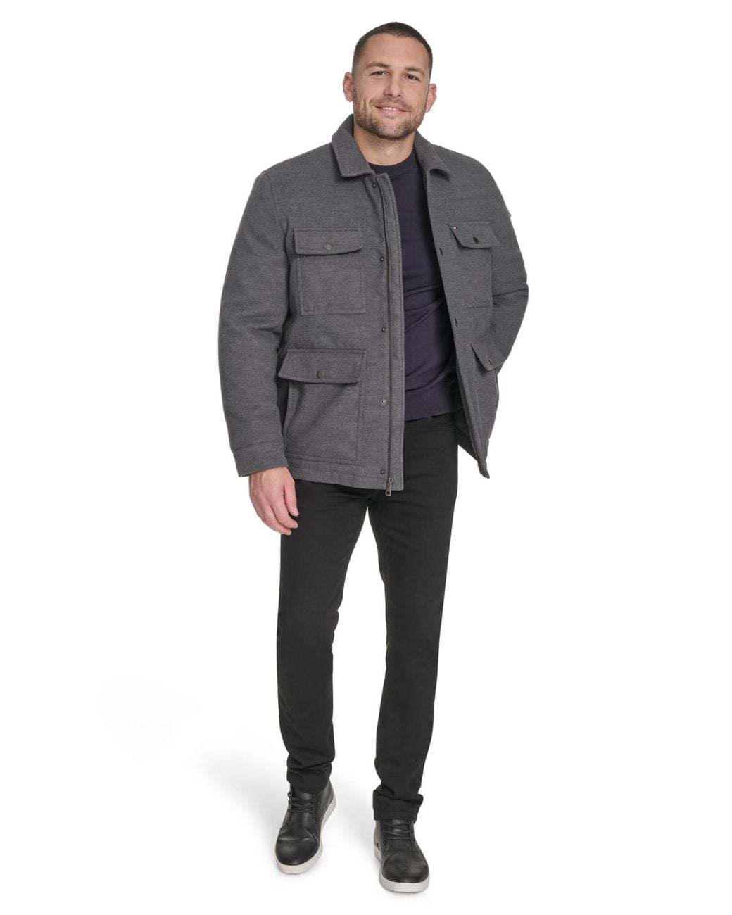 Tommy Hilfiger Gray Lay Down Collar Field Jacket for men