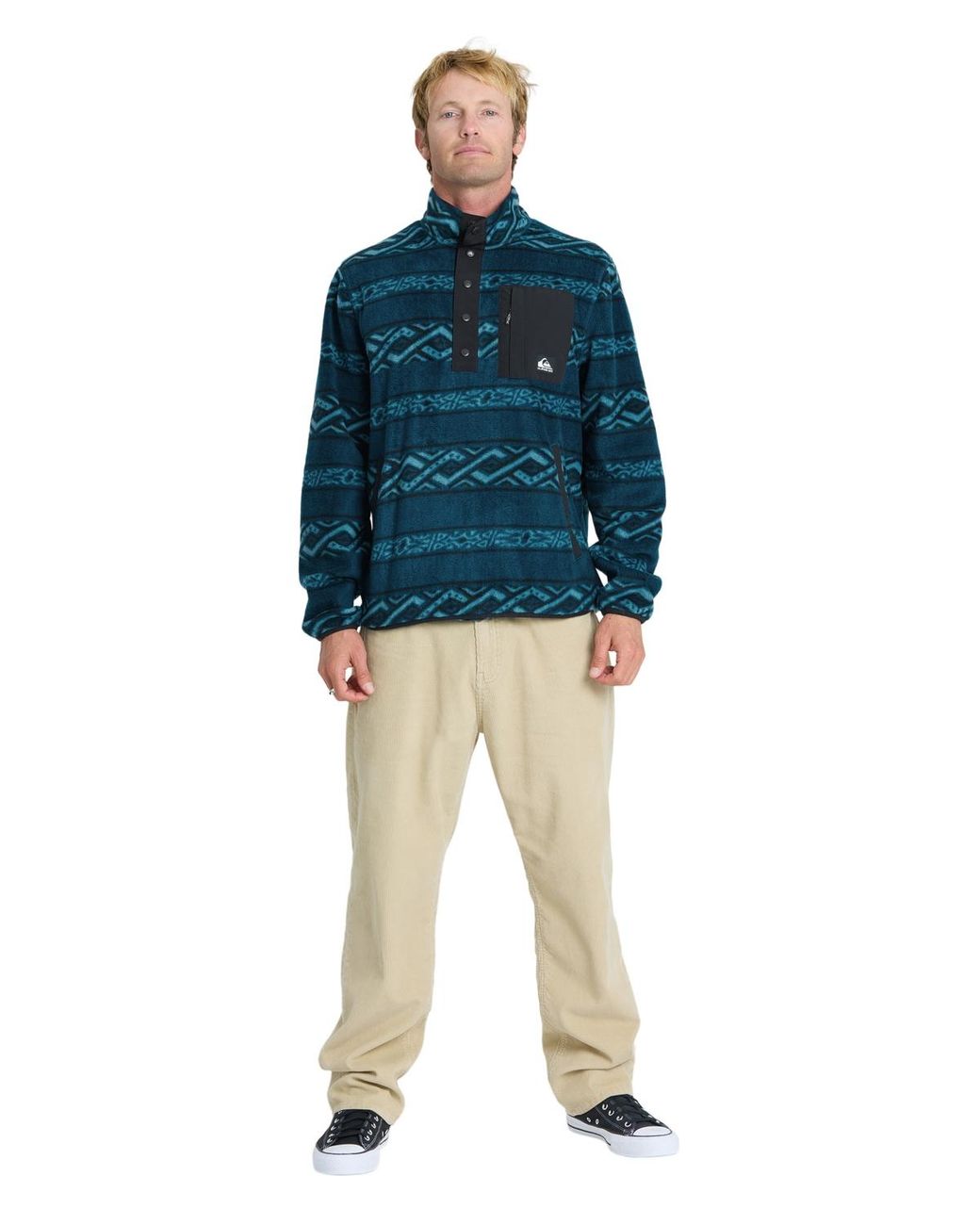 Quiksilver Blue Alpine Mock Neck Fleece Pullover for men