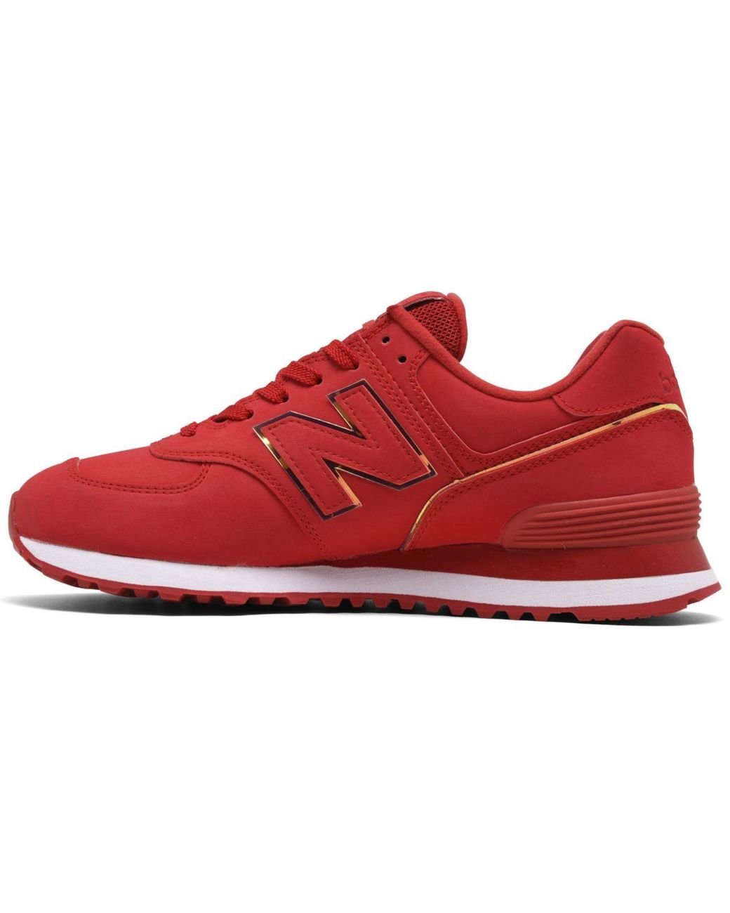 New Balance Suede 574 Iridescent Casual Sneakers From Finish Line in Red |  Lyst