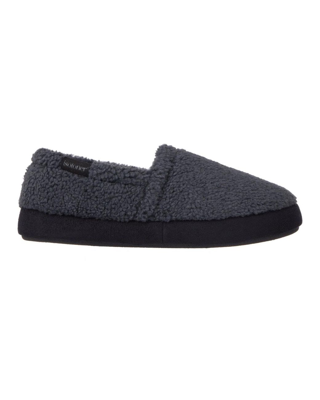 Isotoner Black Berber Closed Back Slippers for men